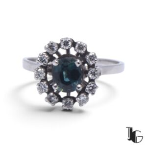 Bague saphir teal diamants – joaillerie guerin nantes