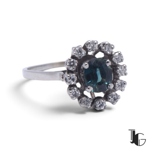 r804 3 Bague saphir teal diamants – bijouterie nantes – joaillerie guerin nantes