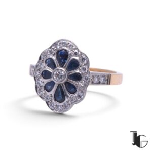 Bague saphirs poire diamant – joaillerie guerin nantes