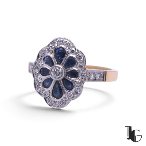 Bague saphirs poire diamant – joaillerie guerin nantes