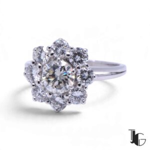 Bague marguerite diamants griffes – joaillerie guerin nantes