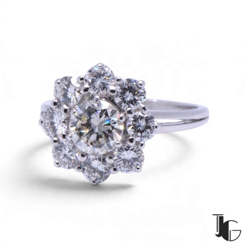 Bague marguerite diamants griffes – joaillerie guerin nantes