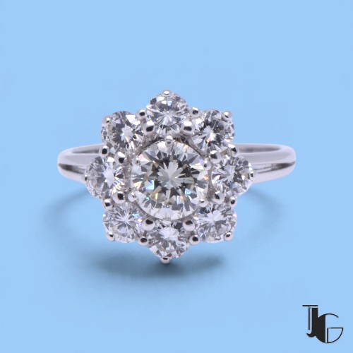 Bague marguerite diamants griffes – bijoux ancien nantes – joaillerie guerin nantes