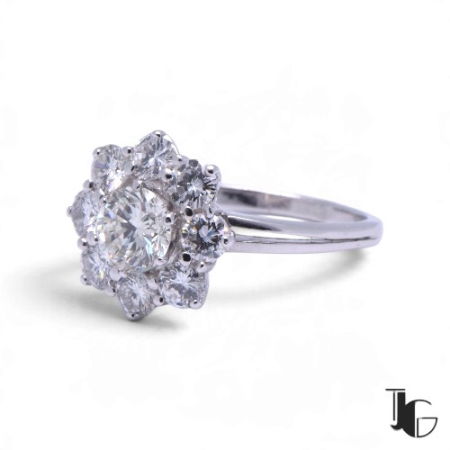 r858 6 Bague marguerite diamants griffes – bijoux vintage – joaillerie guerin nantes