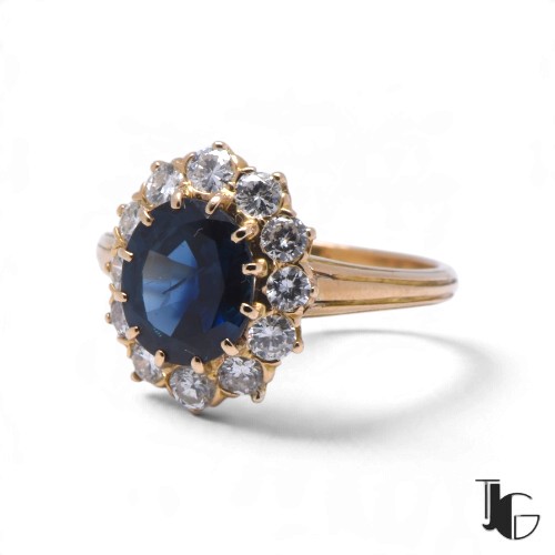 Bague pompadour saphir diamants – joaillerie guerin nantes